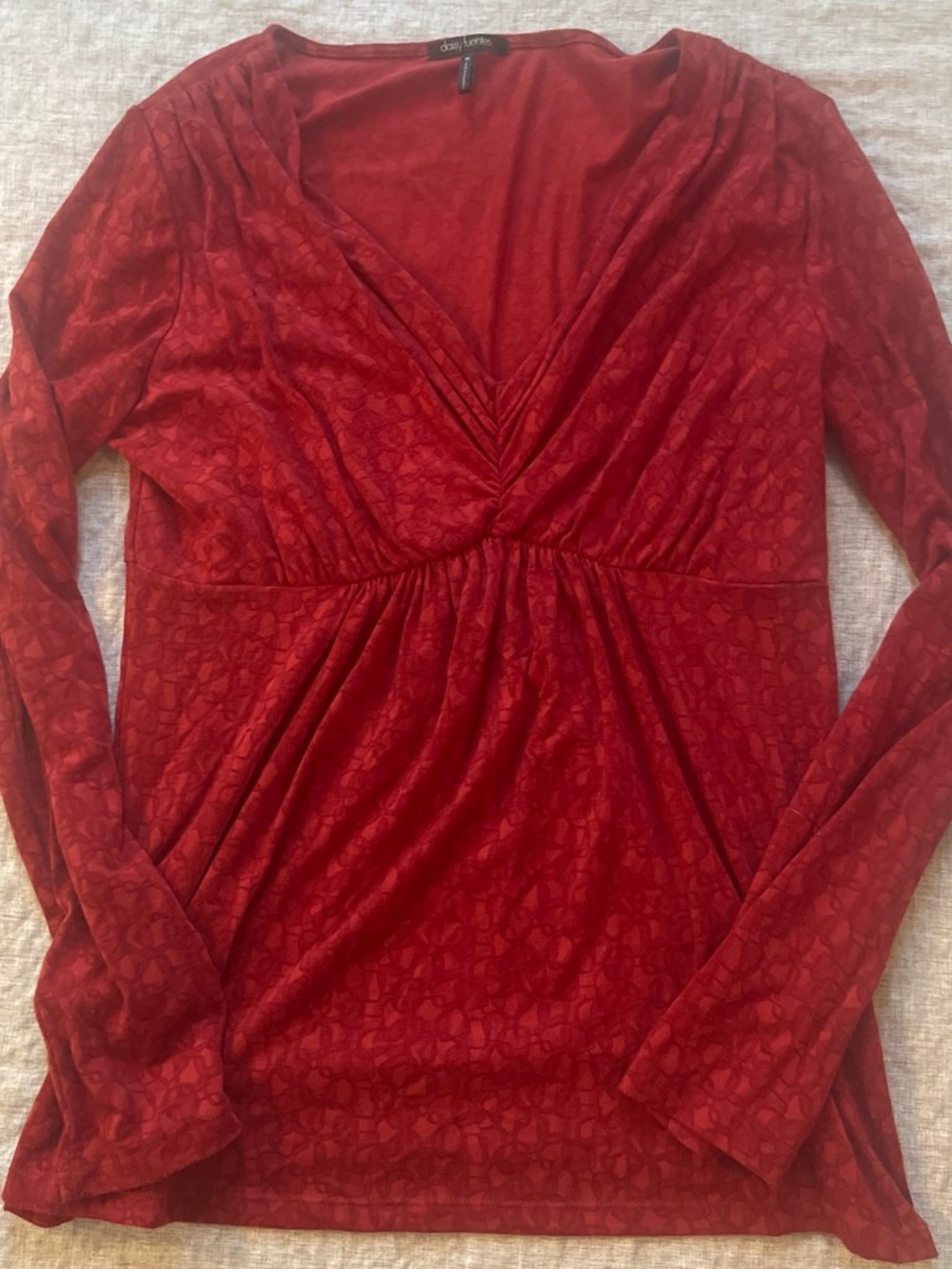 Daisy Fuentes Long Sleeve Babydoll Top Size Medium